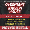 NOVEMBER 3 2026 - WARREN HOUSE OVERNIGHT RENTAL