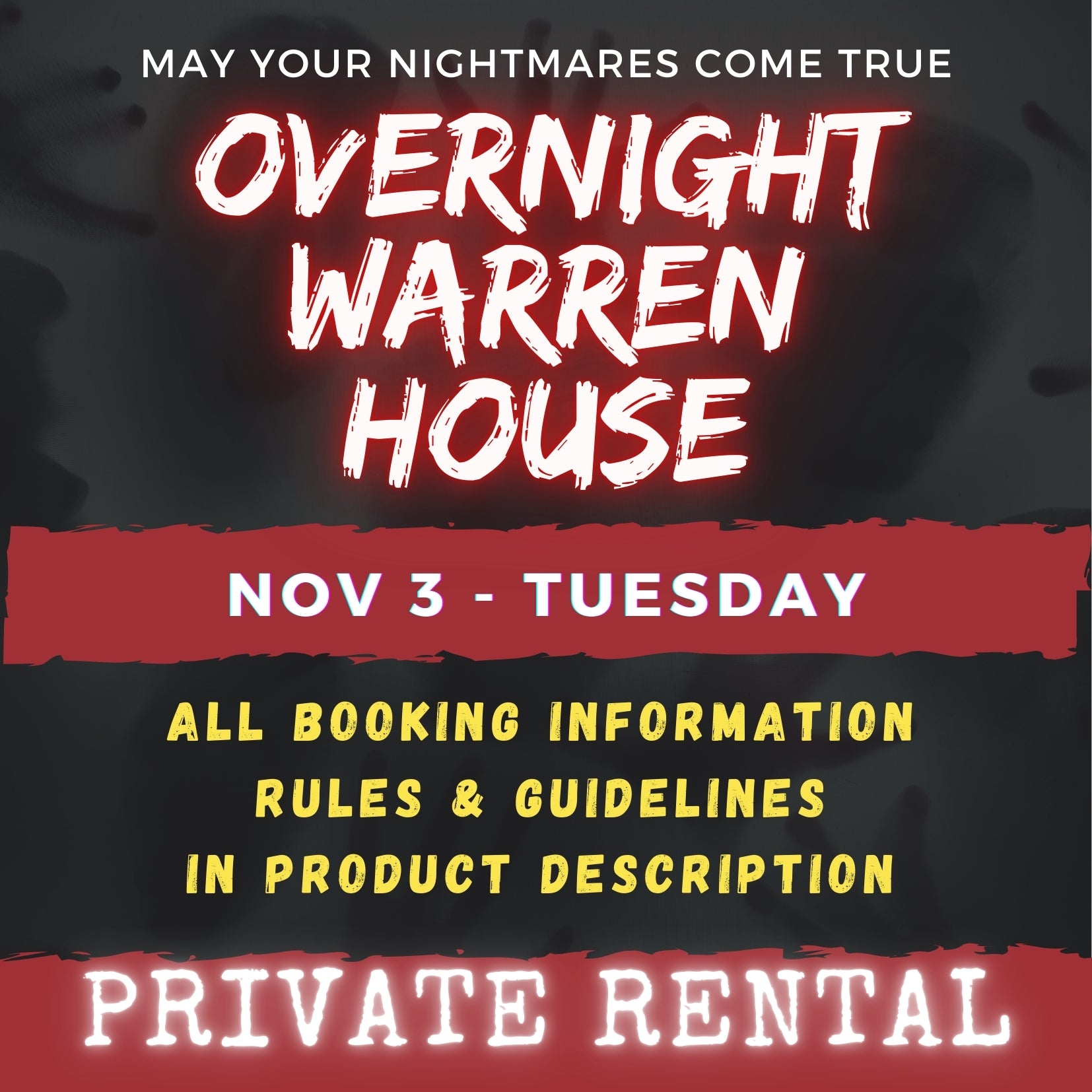 NOVEMBER 3 2026 - WARREN HOUSE OVERNIGHT RENTAL