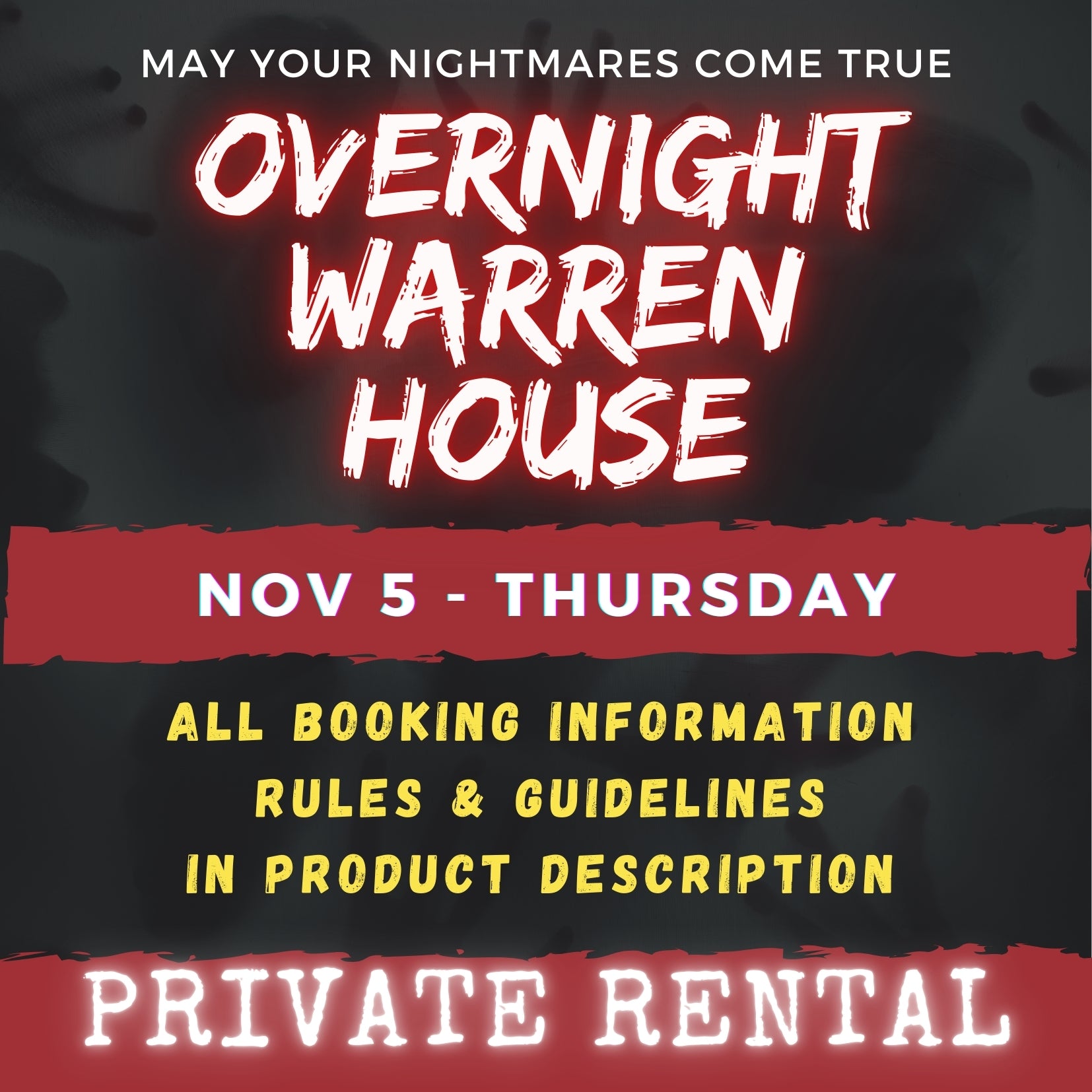 NOVEMBER 5 2026 - WARREN HOUSE OVERNIGHT RENTAL