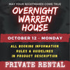 OCTOBER 12 2026 - WARREN HOUSE OVERNIGHT RENTAL