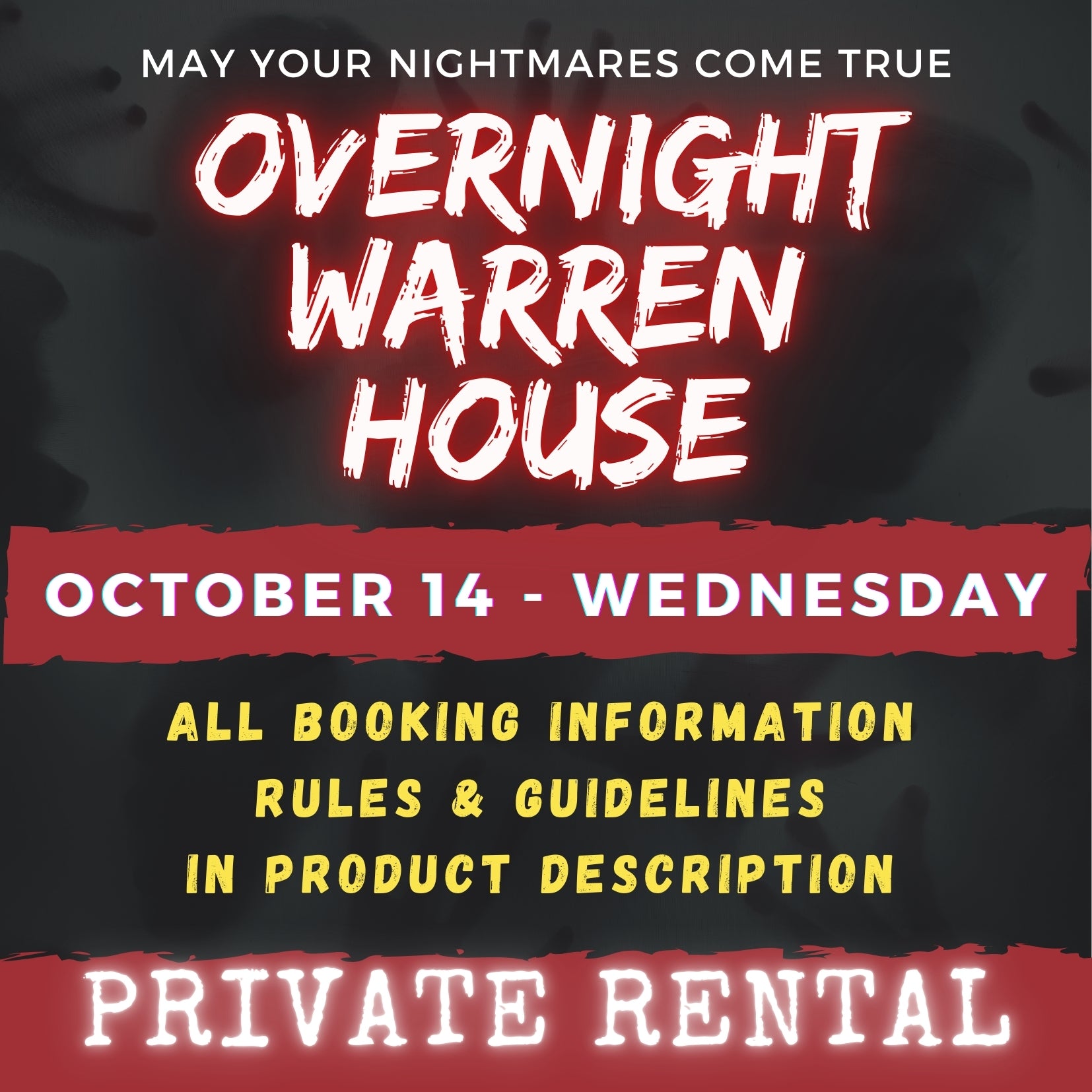 OCTOBER 14 2026 - WARREN HOUSE OVERNIGHT RENTAL