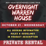 OCTOBER 21 2026 - WARREN HOUSE OVERNIGHT RENTAL