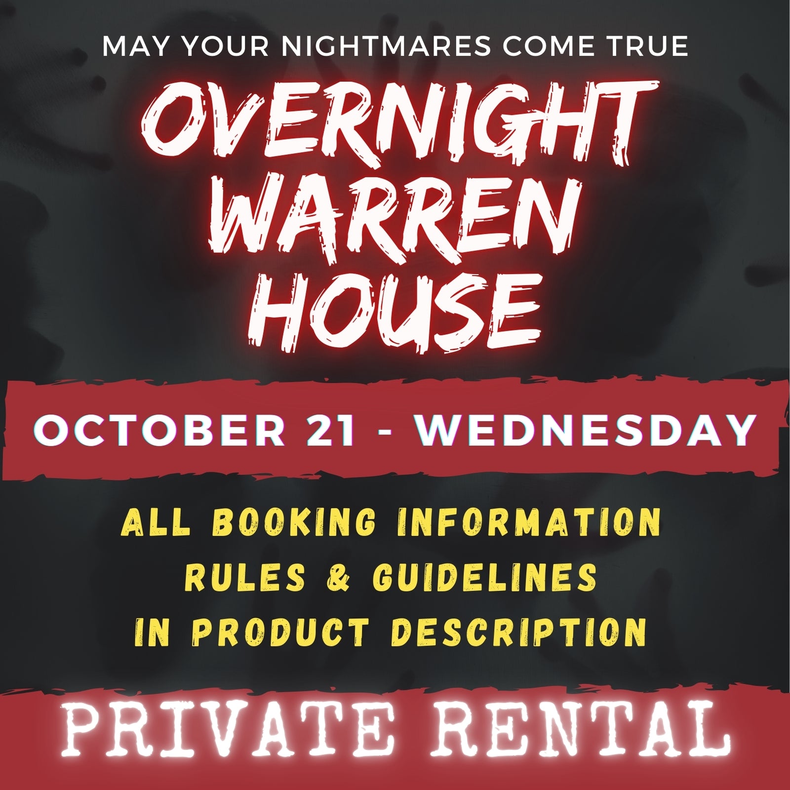 OCTOBER 21 2026 - WARREN HOUSE OVERNIGHT RENTAL