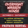OCTOBER 3 2026 - WARREN HOUSE OVERNIGHT RENTAL