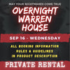 SEPTEMBER 16 2026 - WARREN HOUSE OVERNIGHT RENTAL