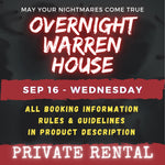 SEPTEMBER 16 2026 - WARREN HOUSE OVERNIGHT RENTAL