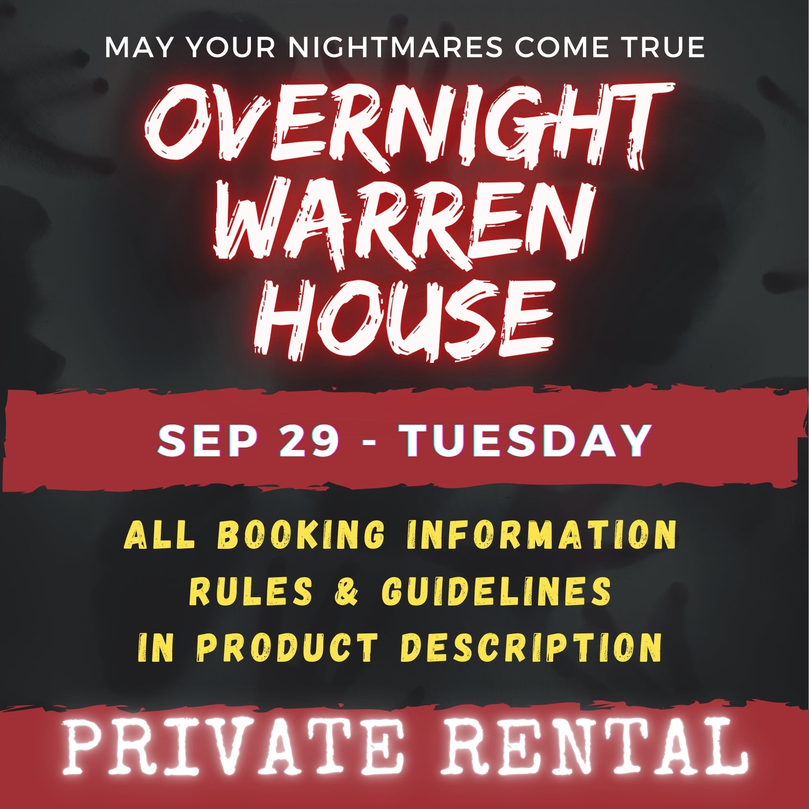 SEPTEMBER 29 2026 - WARREN HOUSE OVERNIGHT RENTAL