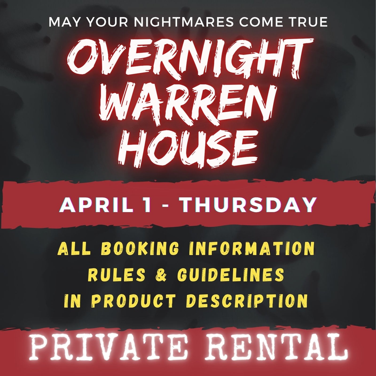 APRIL 1 2027 - WARREN HOUSE OVERNIGHT RENTAL