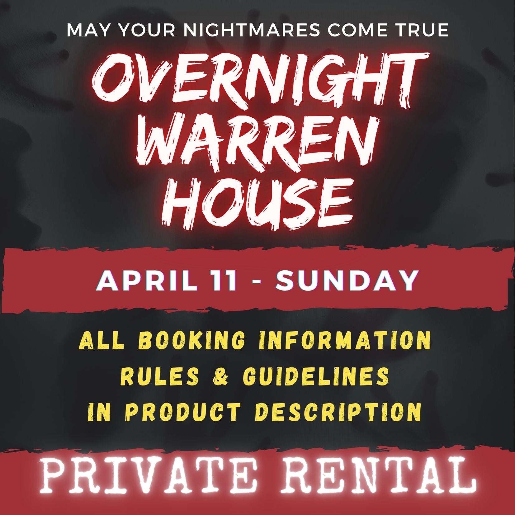 APRIL 11 2027 - WARREN HOUSE OVERNIGHT RENTAL