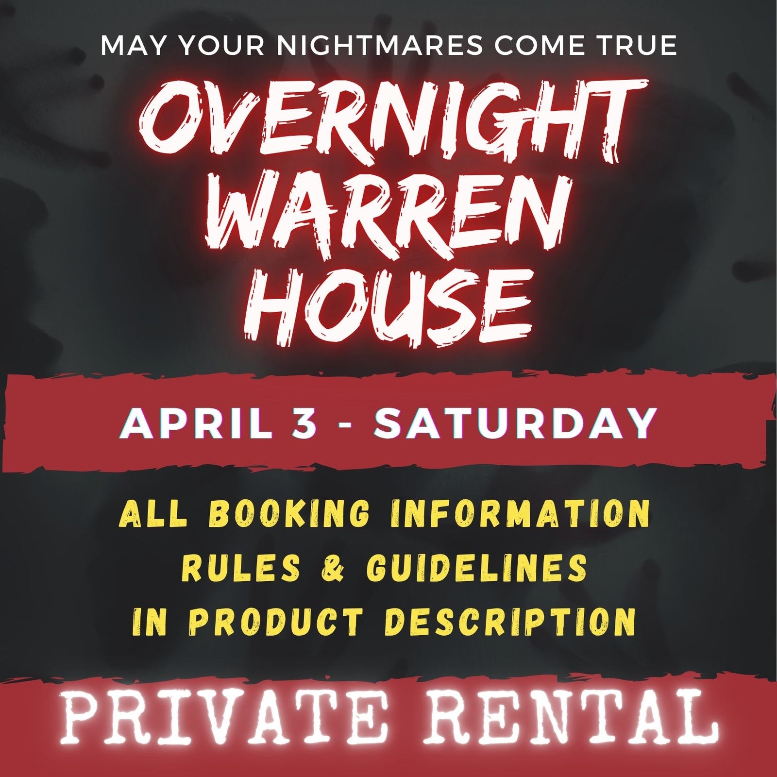 APRIL 3 2027 - WARREN HOUSE OVERNIGHT RENTAL