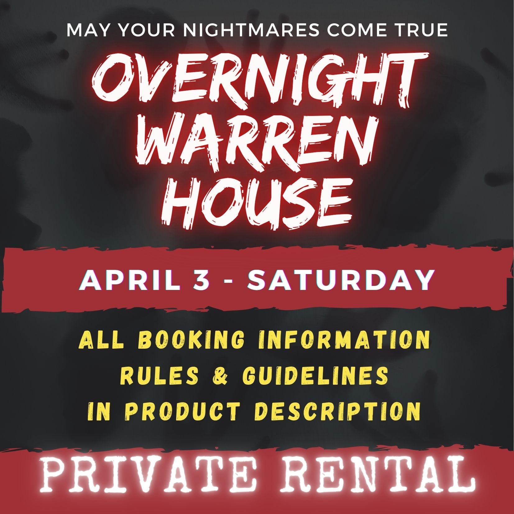 APRIL 3 2027 - WARREN HOUSE OVERNIGHT RENTAL