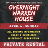 APRIL 4 2027 - WARREN HOUSE OVERNIGHT RENTAL