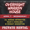 APRIL 7 2027 - WARREN HOUSE OVERNIGHT RENTAL