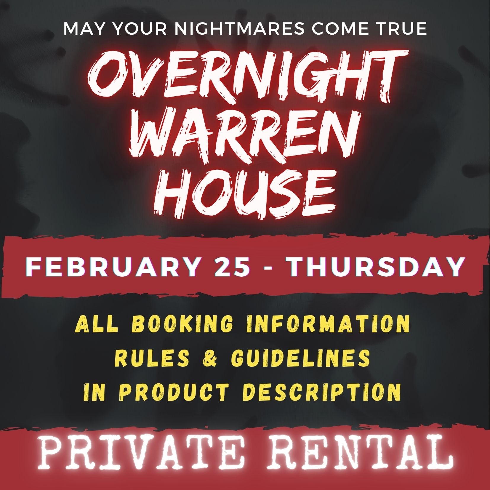 FEBRUARY 25 2027 - WARREN HOUSE OVERNIGHT RENTAL