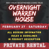 FEBRUARY 27 2027 - WARREN HOUSE OVERNIGHT RENTAL