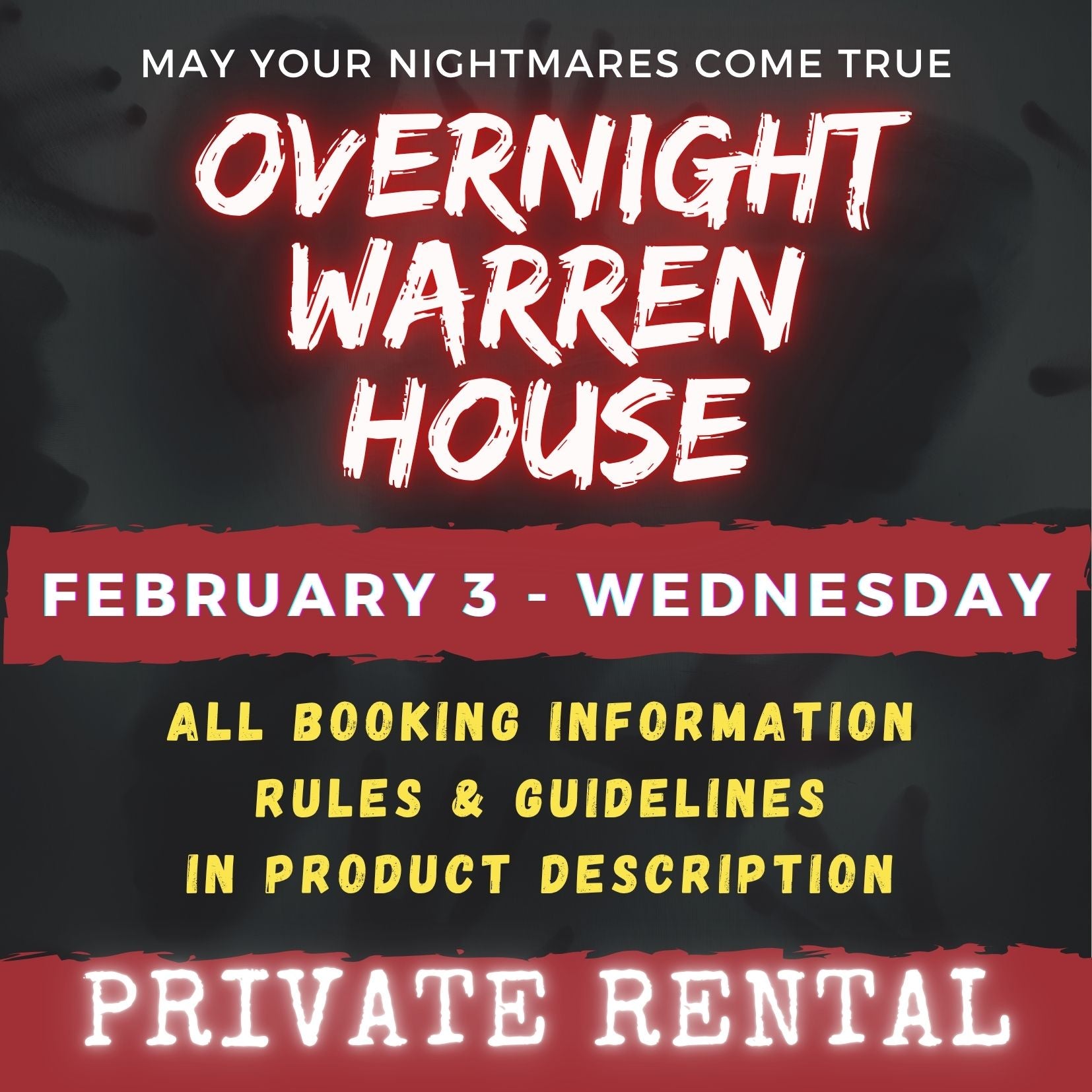 FEBRUARY 3 2027 - WARREN HOUSE OVERNIGHT RENTAL
