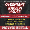 JANUARY 13 2027 - WARREN HOUSE OVERNIGHT RENTAL