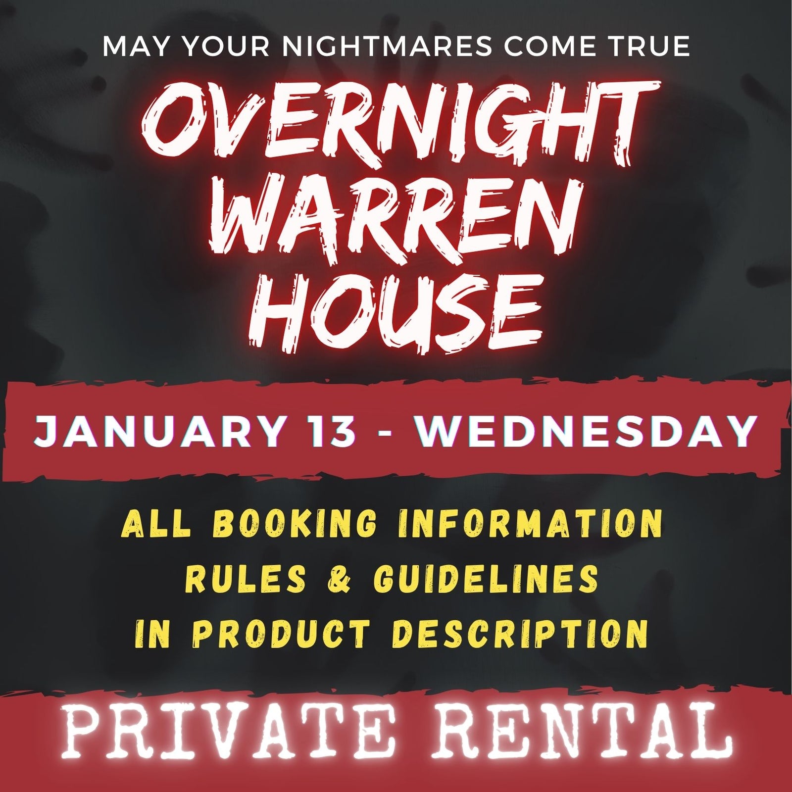 JANUARY 13 2027 - WARREN HOUSE OVERNIGHT RENTAL