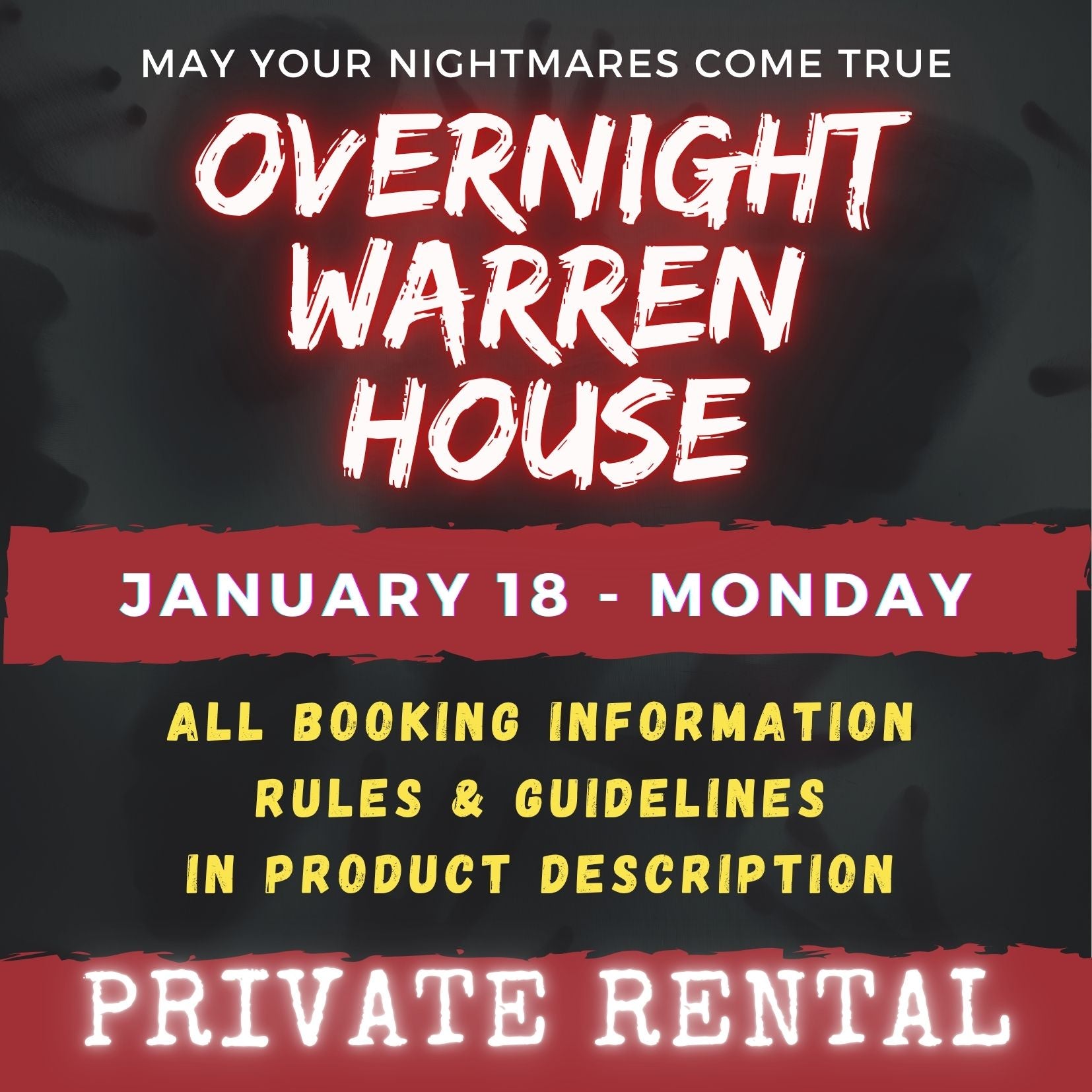 JANUARY 18 2027 - WARREN HOUSE OVERNIGHT RENTAL
