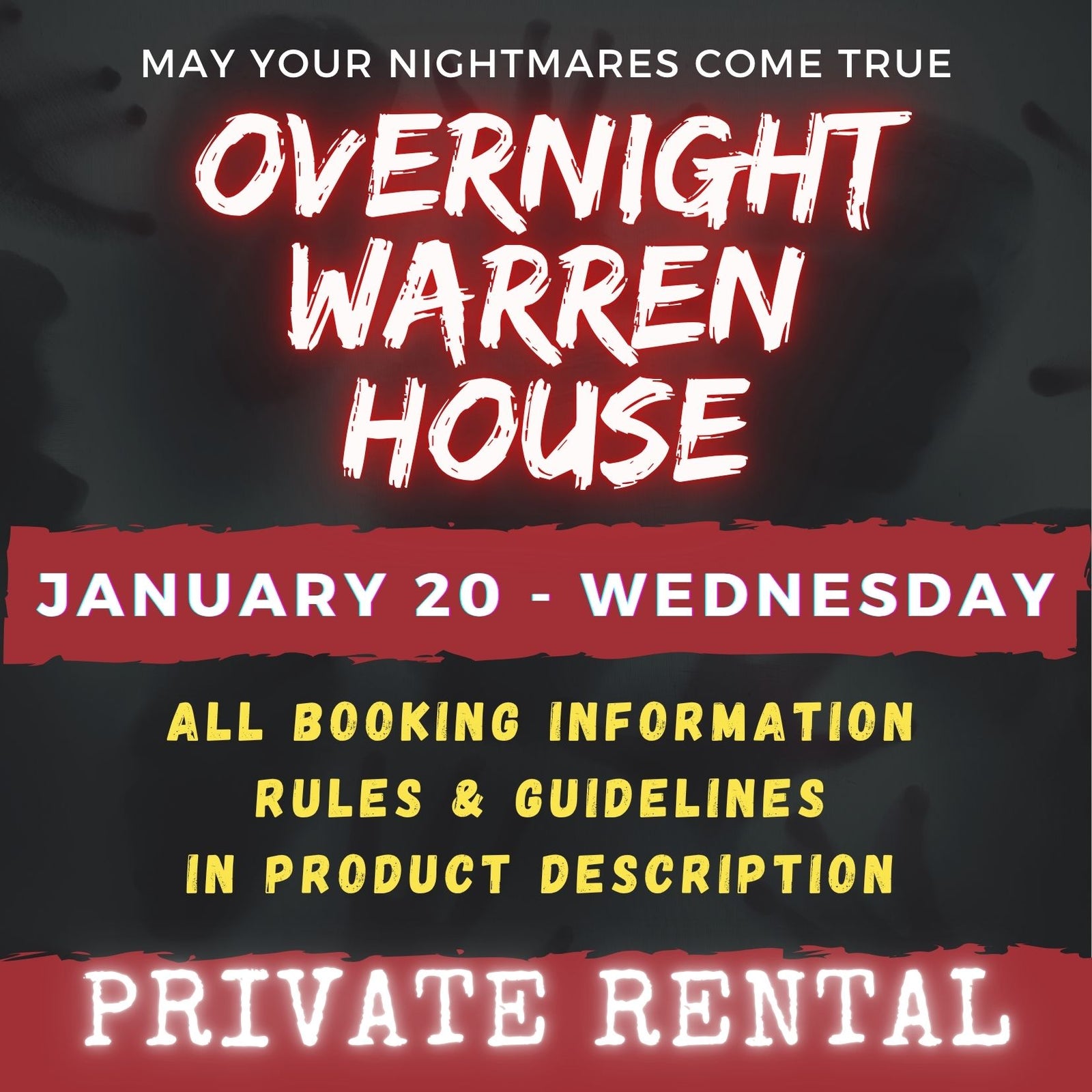 JANUARY 20 2027 - WARREN HOUSE OVERNIGHT RENTAL