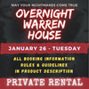 JANUARY 26 2027 - WARREN HOUSE OVERNIGHT RENTAL