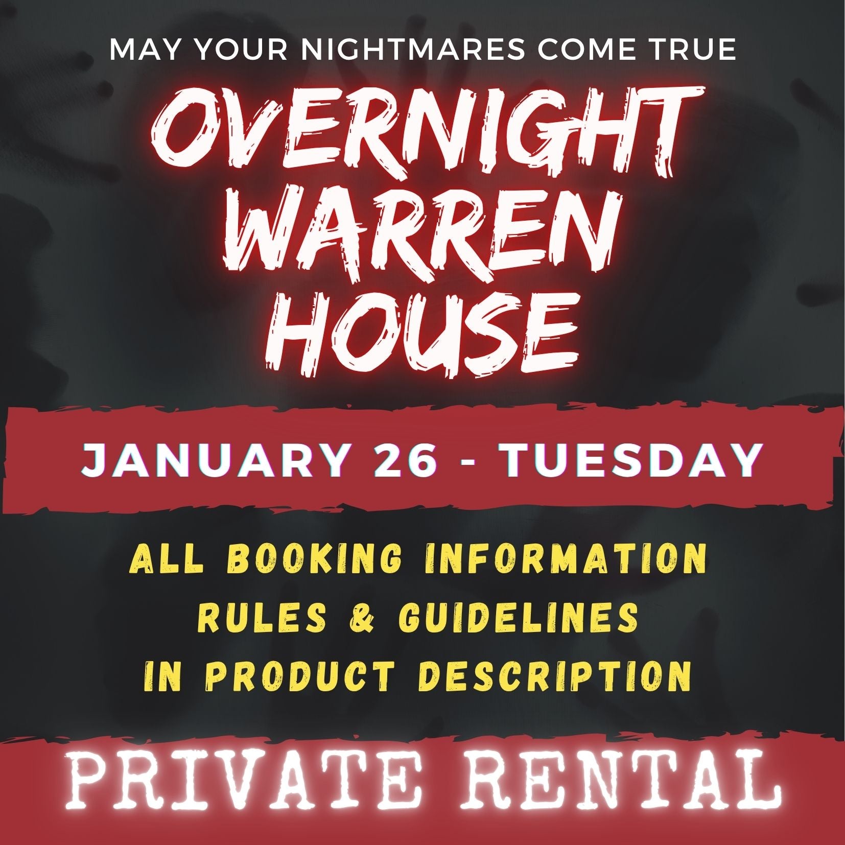 JANUARY 26 2027 - WARREN HOUSE OVERNIGHT RENTAL