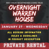 JANUARY 27 2027 - WARREN HOUSE OVERNIGHT RENTAL