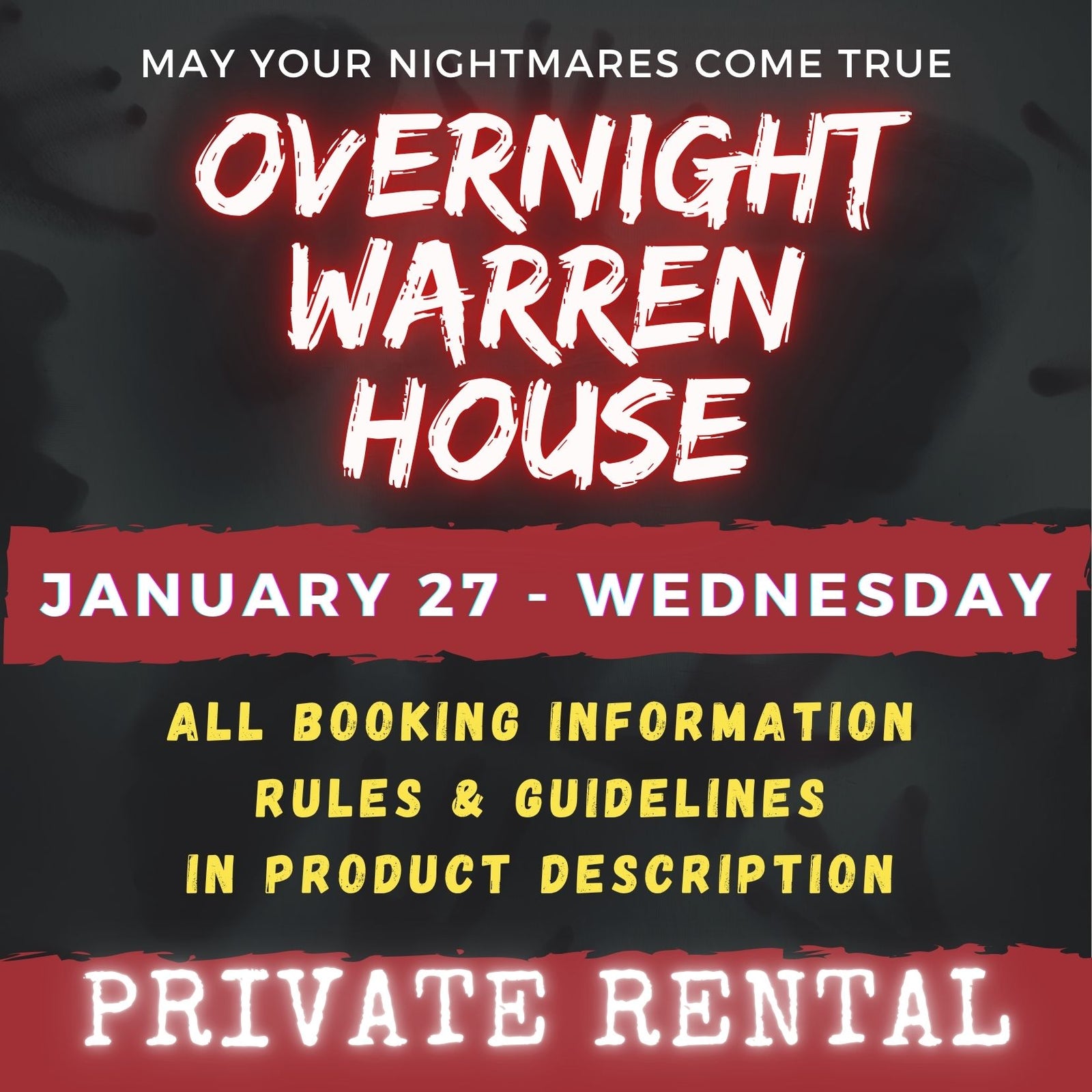 JANUARY 27 2027 - WARREN HOUSE OVERNIGHT RENTAL