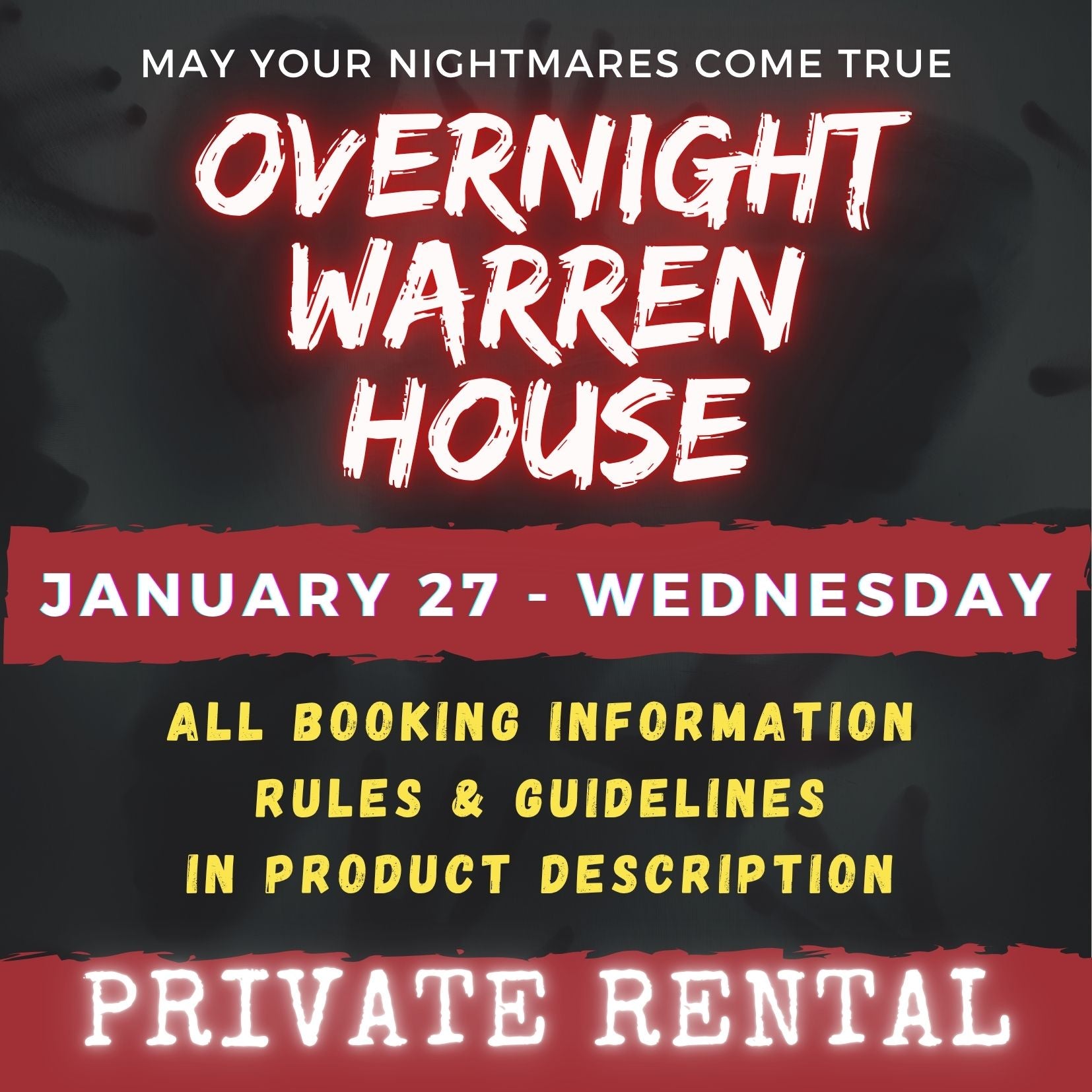 JANUARY 27 2027 - WARREN HOUSE OVERNIGHT RENTAL