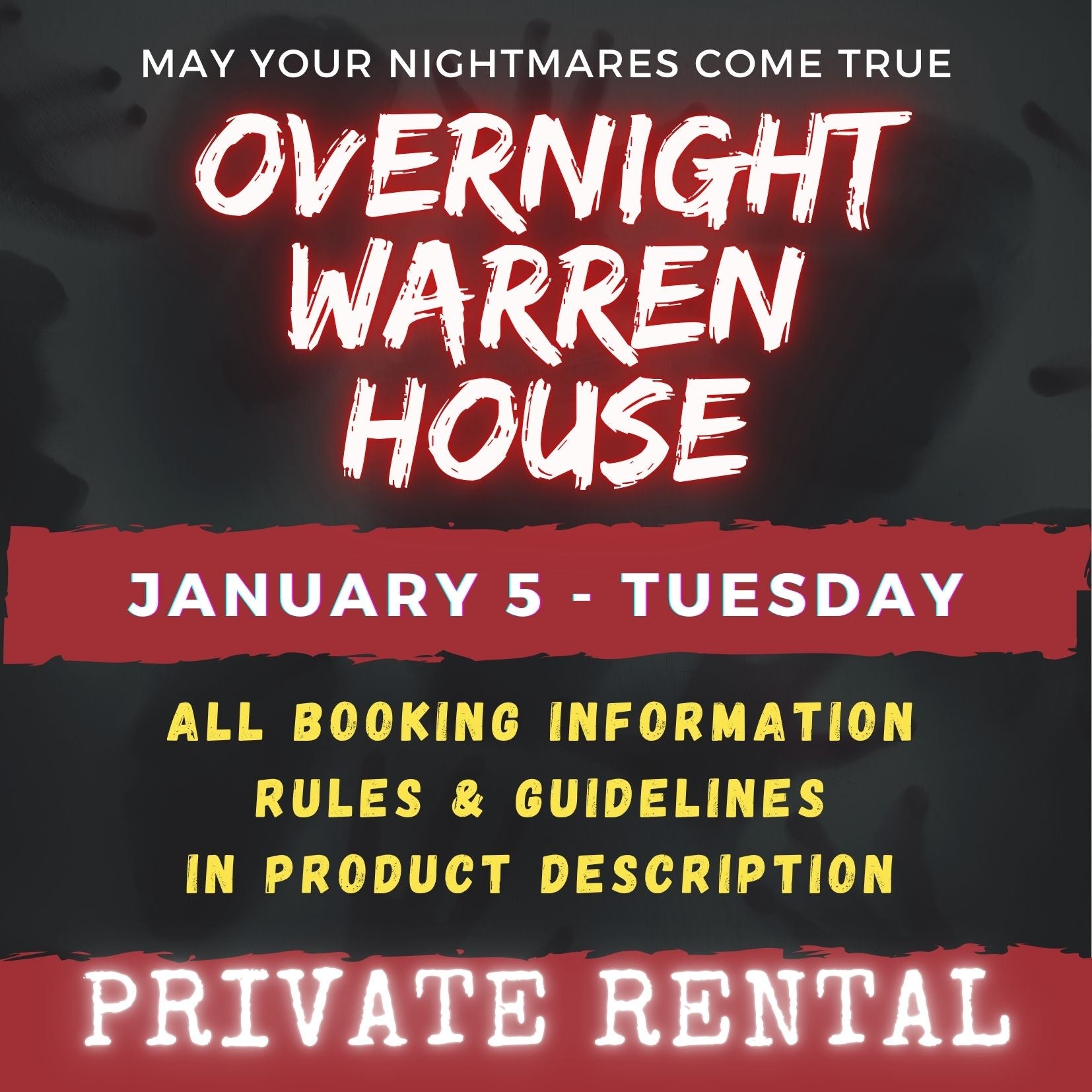 JANUARY 5 2027 - WARREN HOUSE OVERNIGHT RENTAL