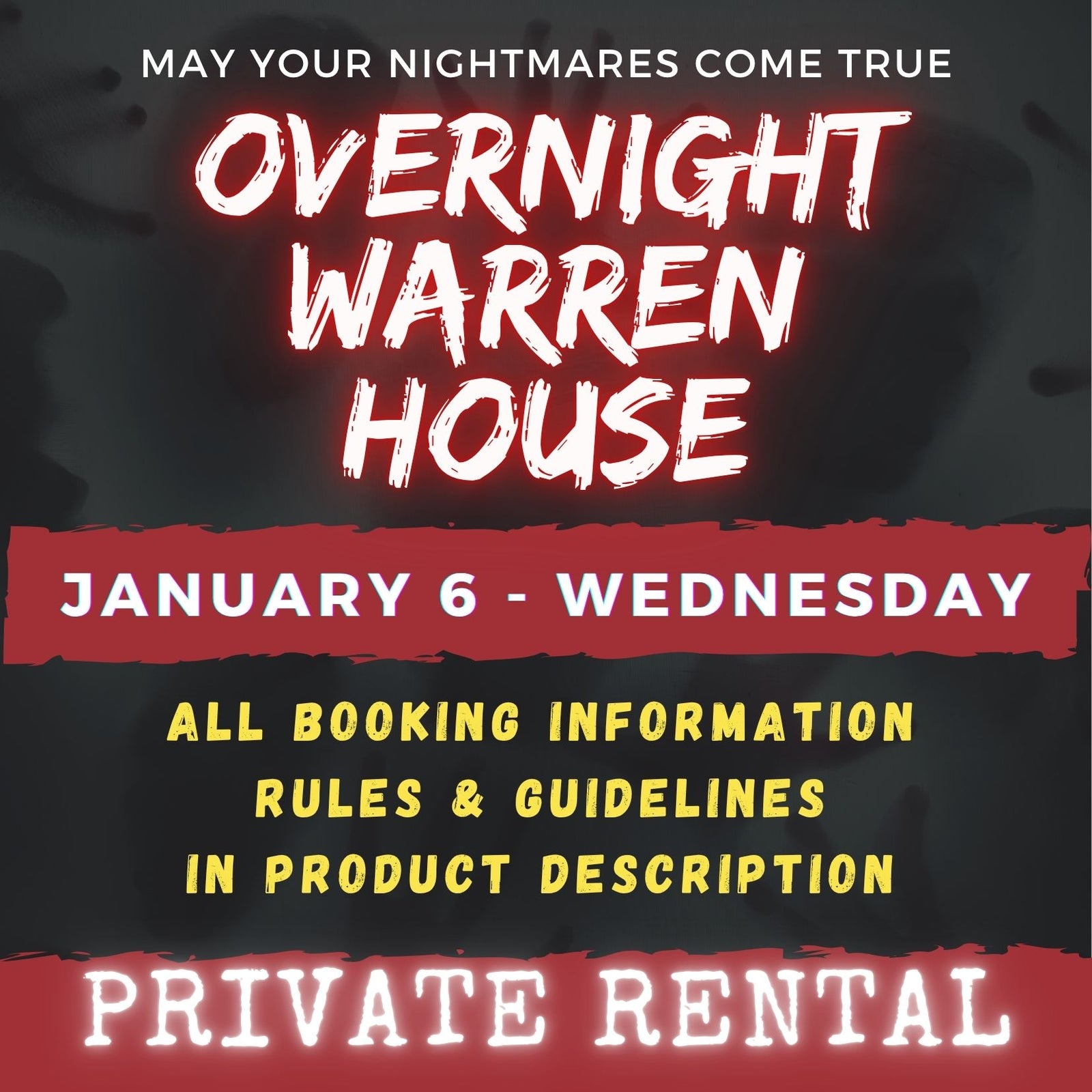 JANUARY 6 2027 - WARREN HOUSE OVERNIGHT RENTAL