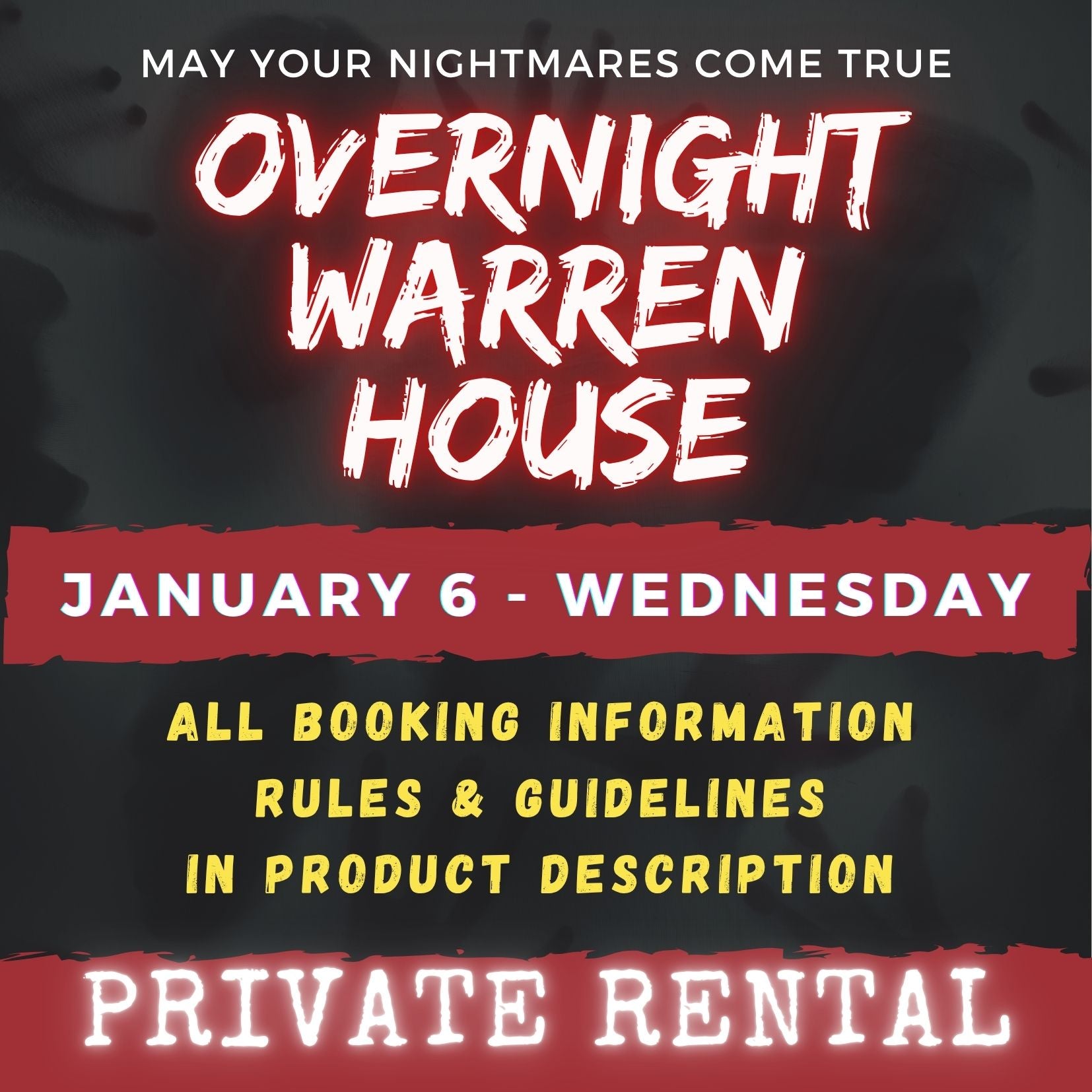 JANUARY 6 2027 - WARREN HOUSE OVERNIGHT RENTAL