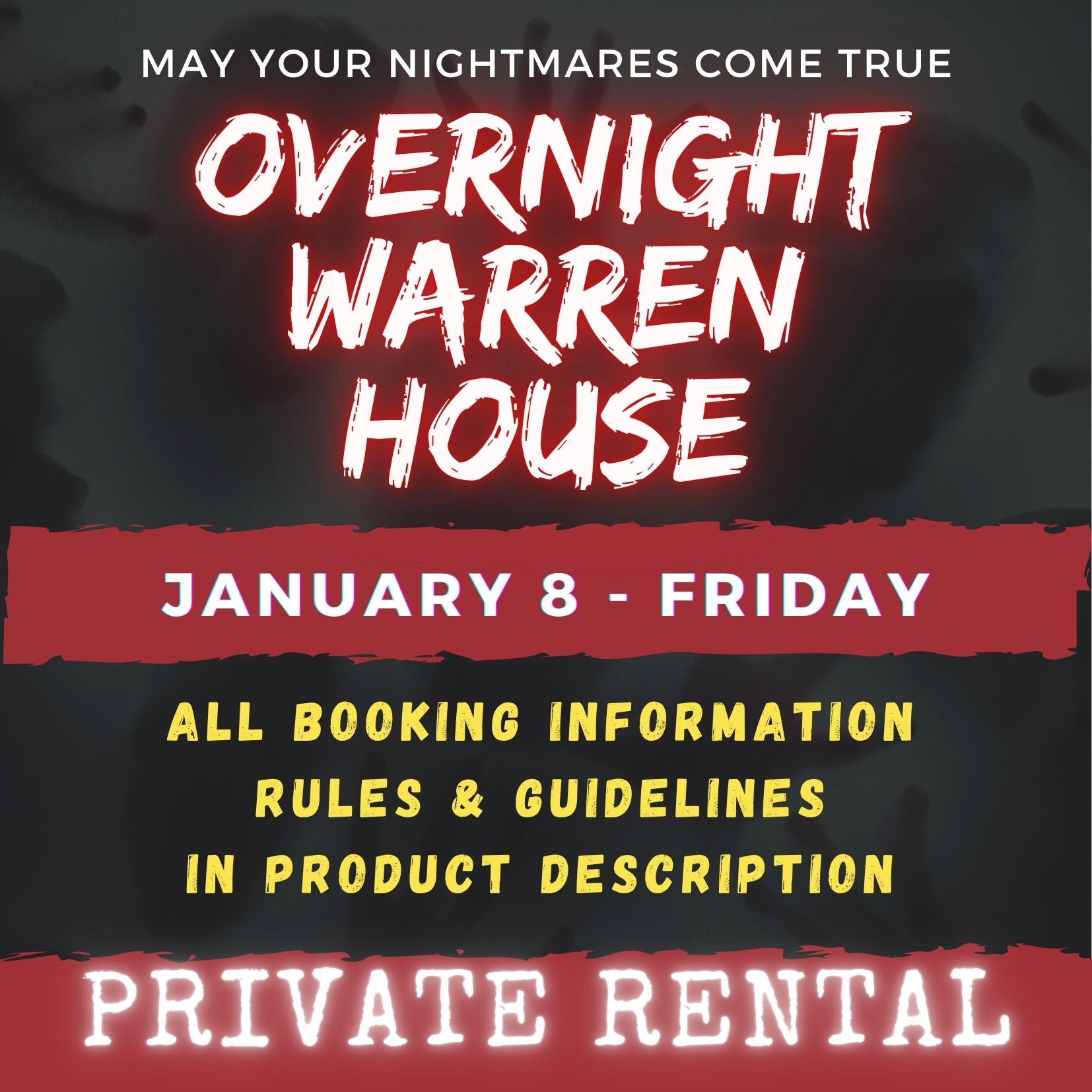 JANUARY 8 2027 - WARREN HOUSE OVERNIGHT RENTAL