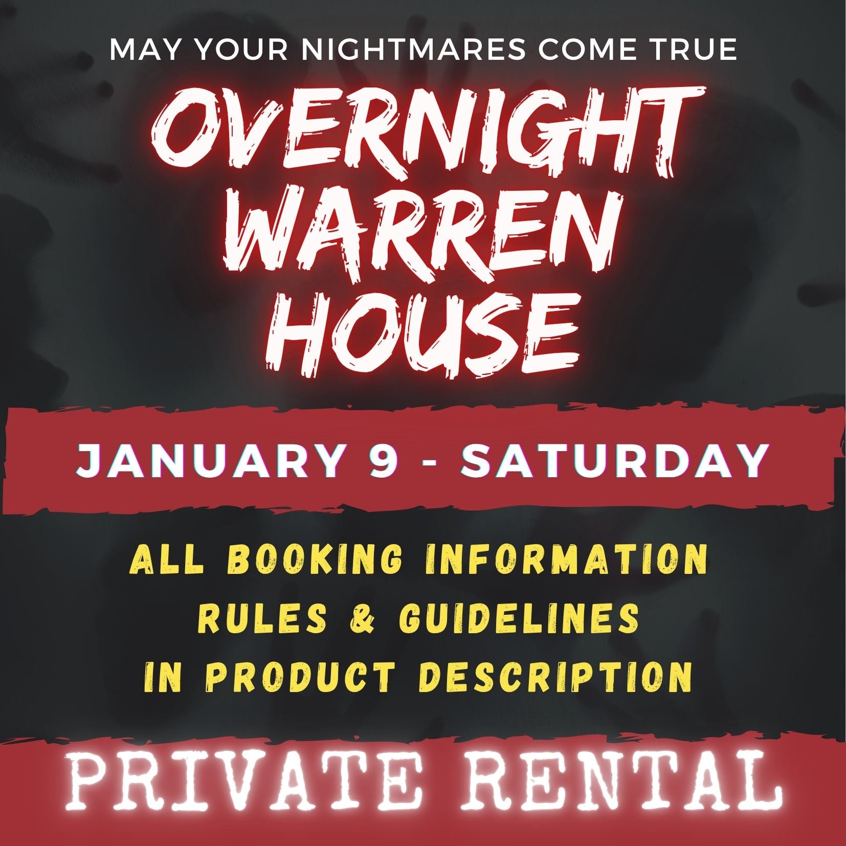 JANUARY 9 2027 - WARREN HOUSE OVERNIGHT RENTAL