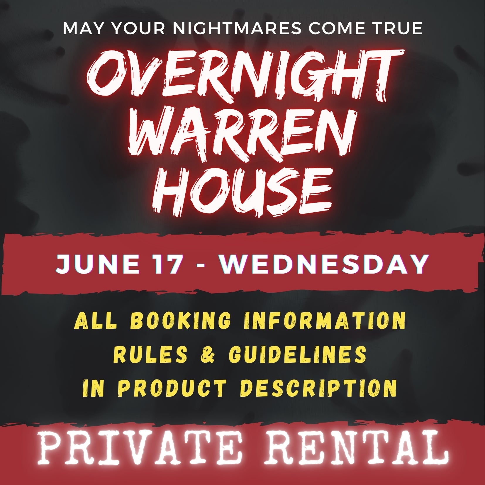 JUNE 17 - WARREN HOUSE OVERNIGHT RENTAL