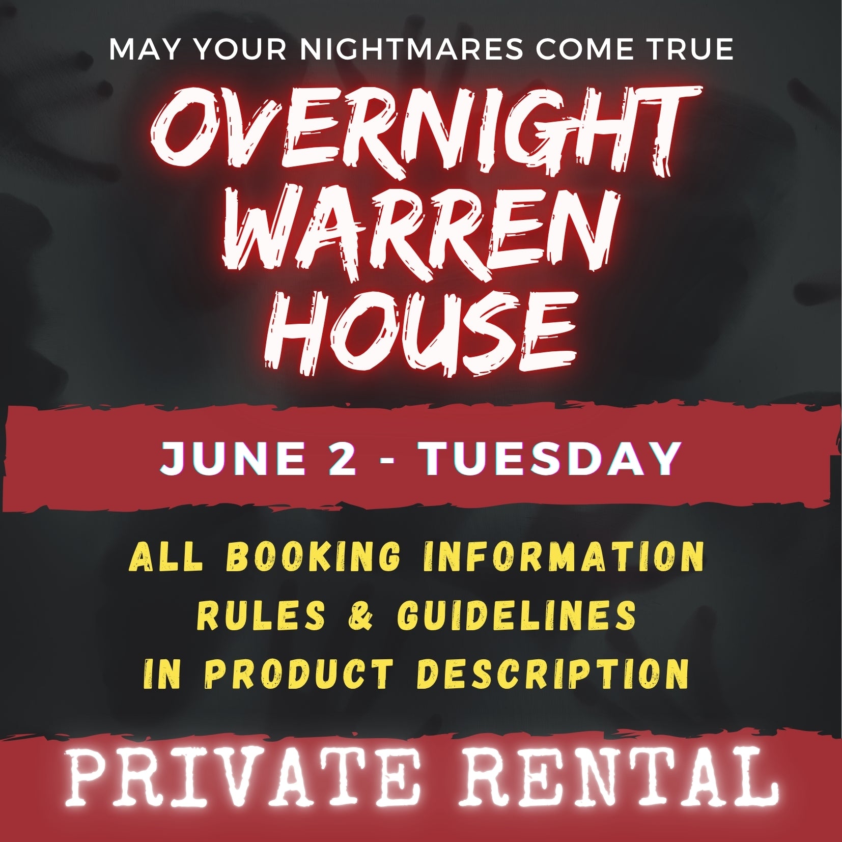JUNE 2 - WARREN HOUSE OVERNIGHT RENTAL