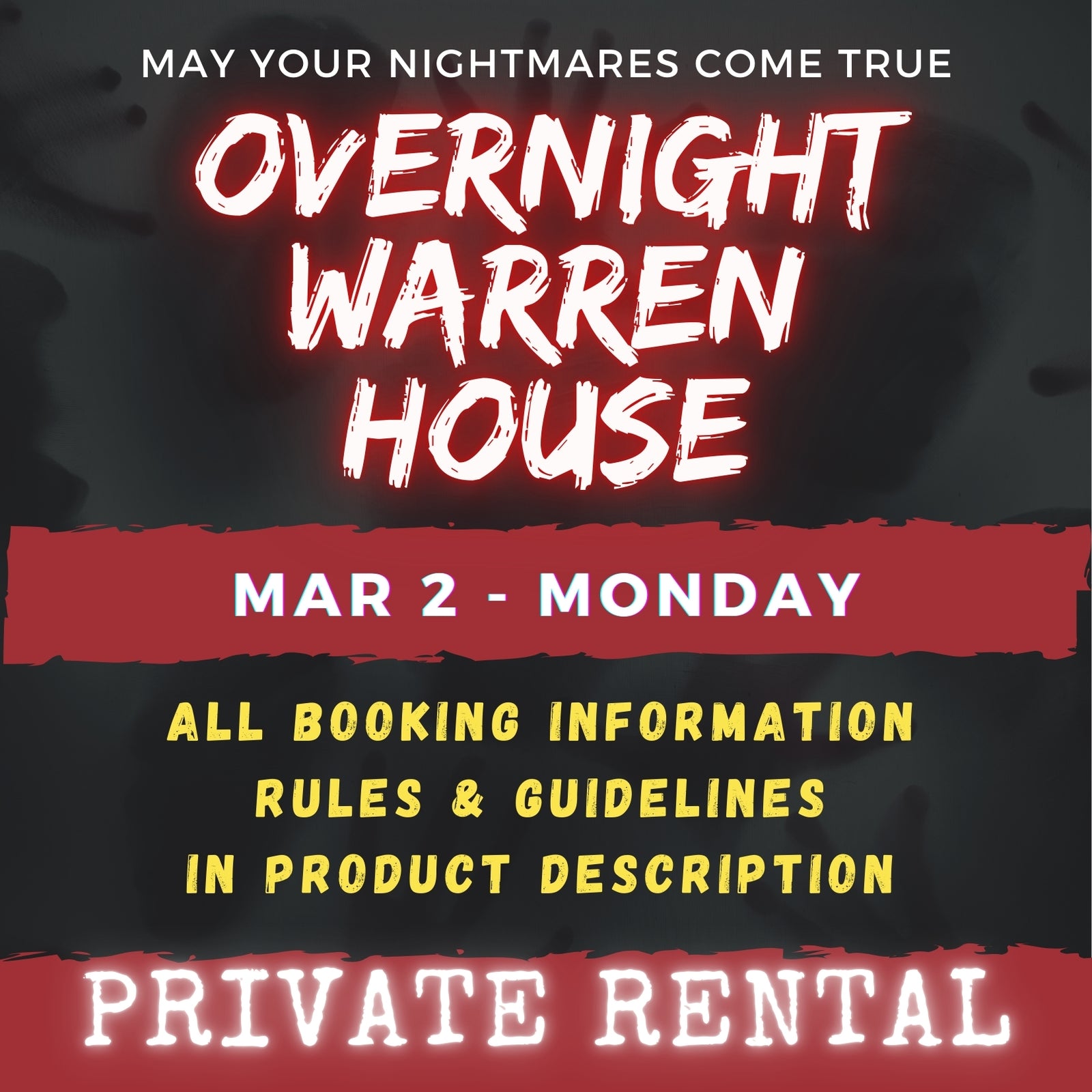 MARCH 2 - WARREN HOUSE OVERNIGHT RENTAL