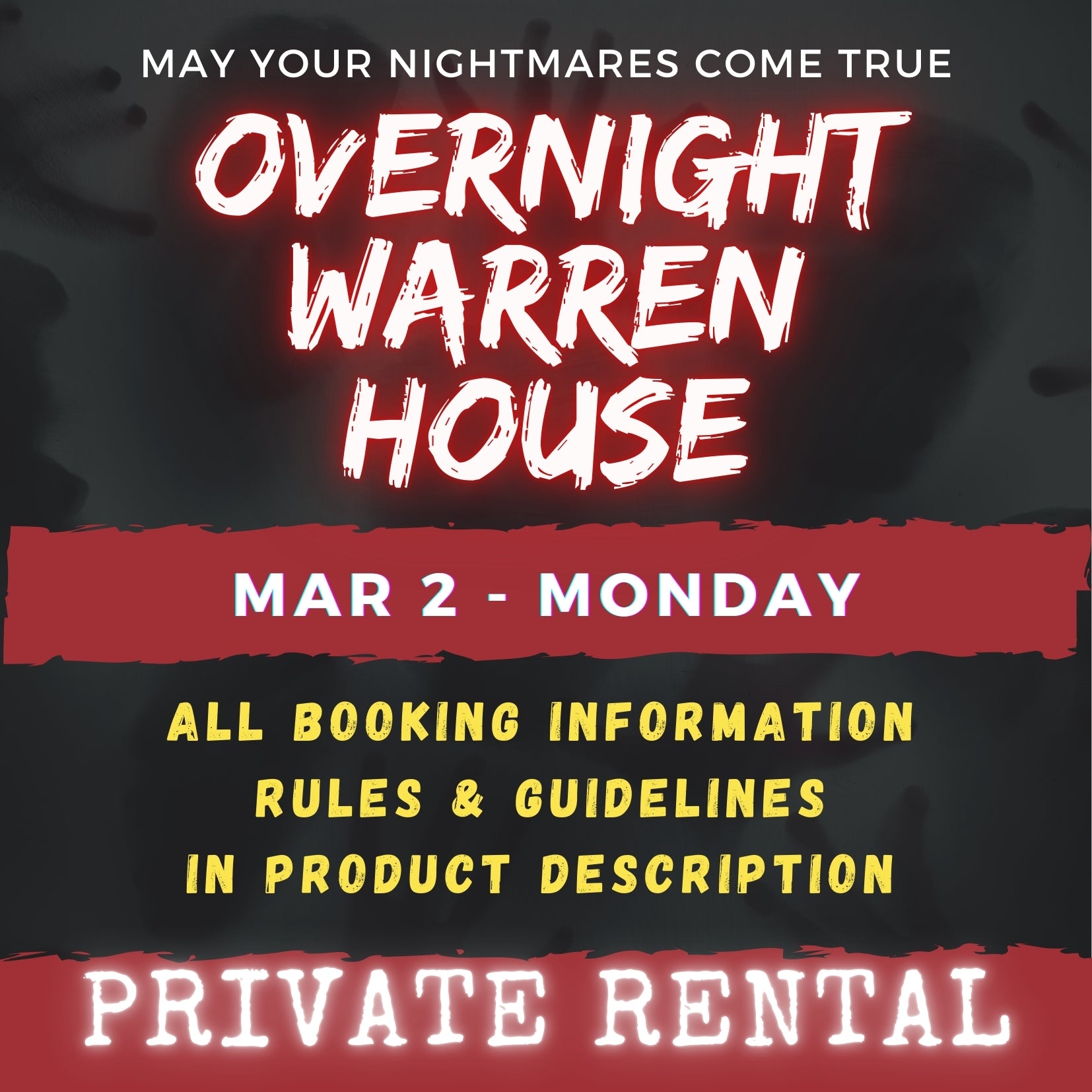 MARCH 2 - WARREN HOUSE OVERNIGHT RENTAL