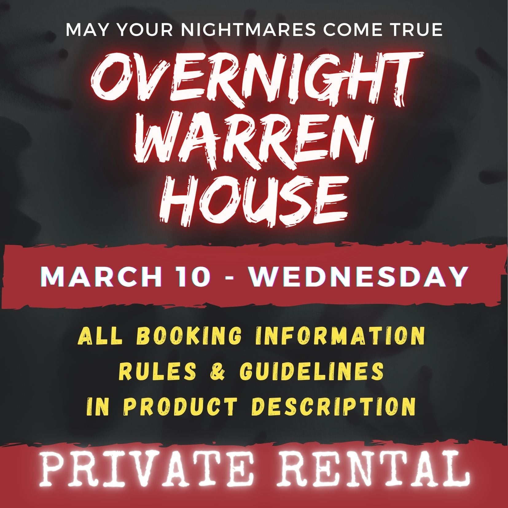 MARCH 10 2027 - WARREN HOUSE OVERNIGHT RENTAL