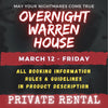 MARCH 12 2027 - WARREN HOUSE OVERNIGHT RENTAL