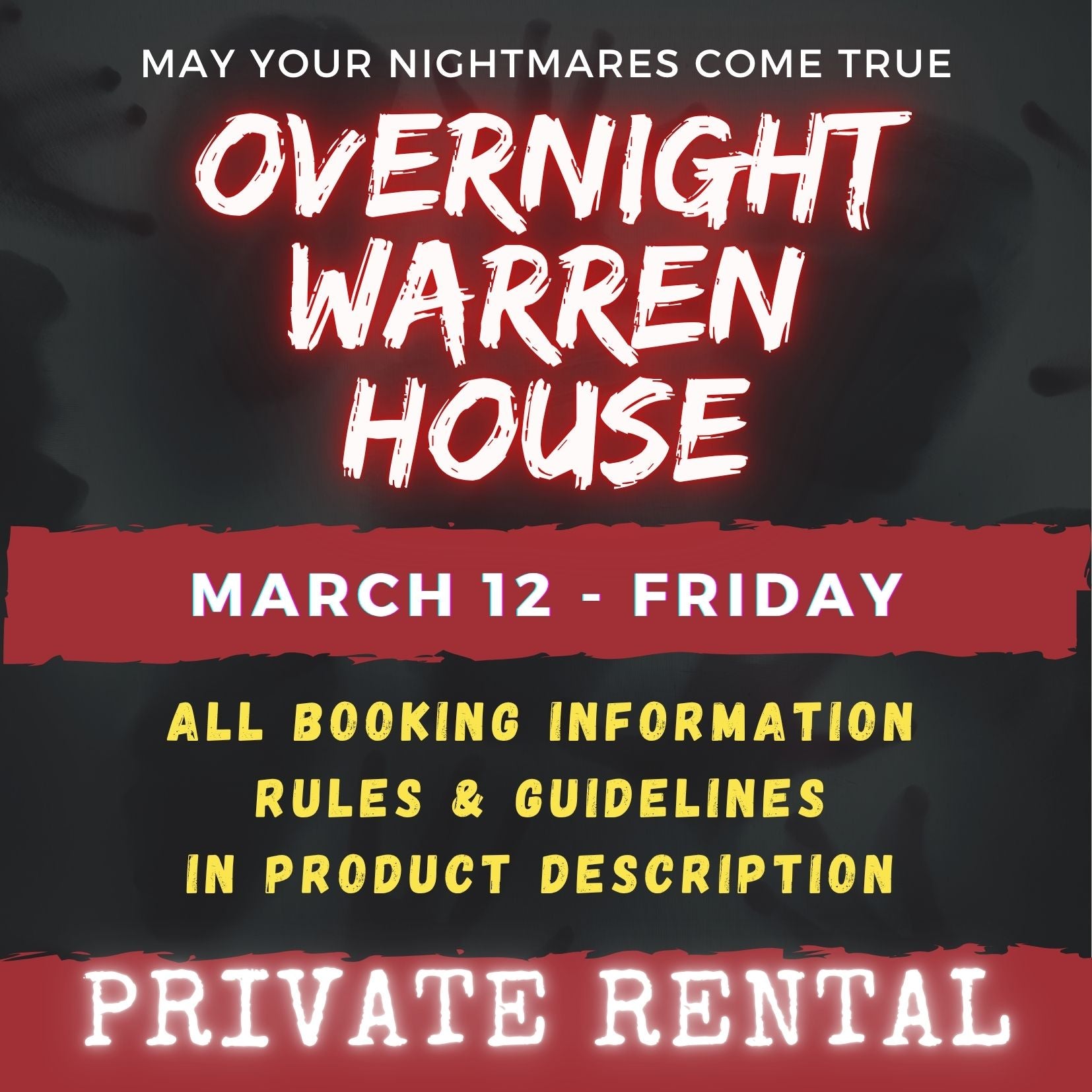 MARCH 12 2027 - WARREN HOUSE OVERNIGHT RENTAL
