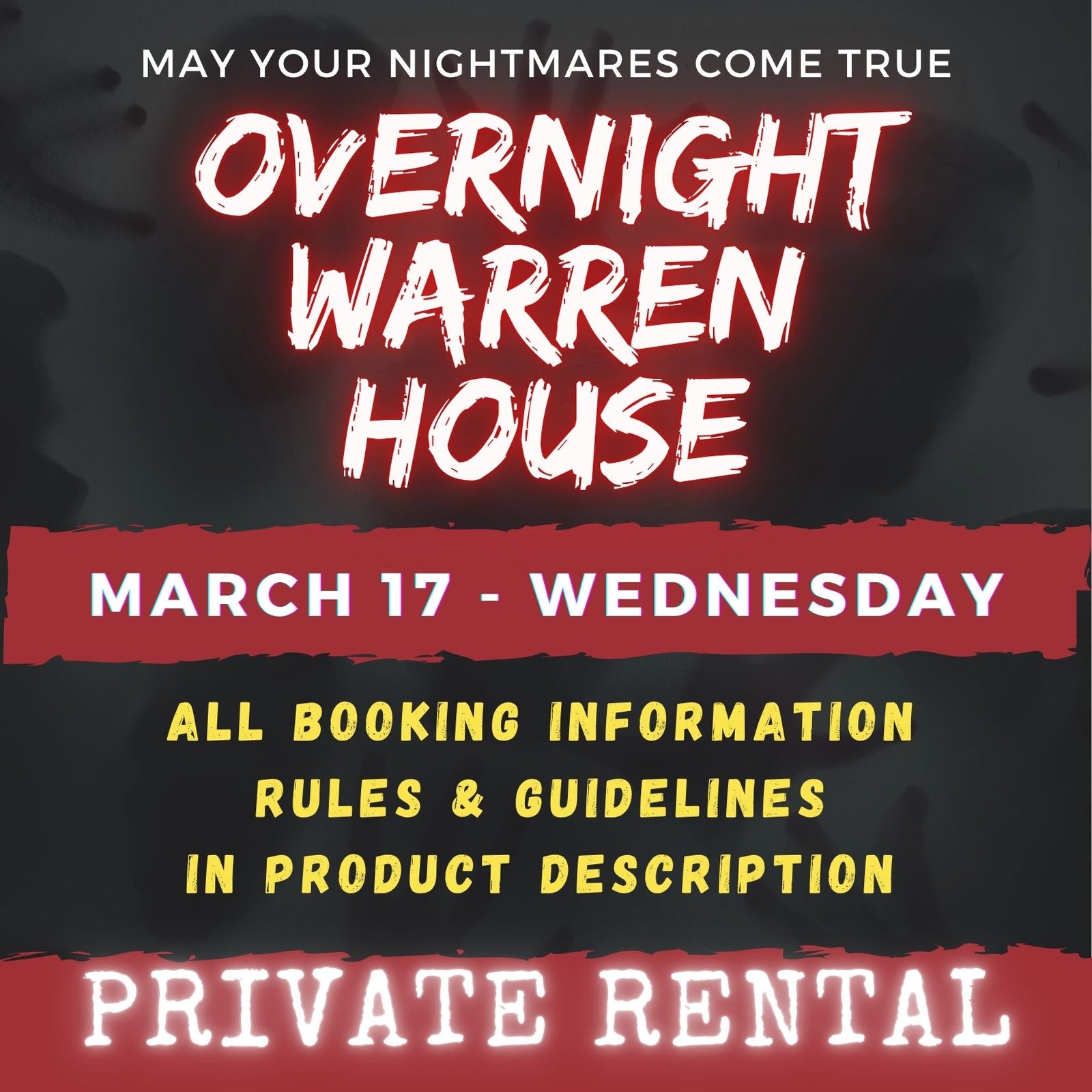 MARCH 17 2027 - WARREN HOUSE OVERNIGHT RENTAL