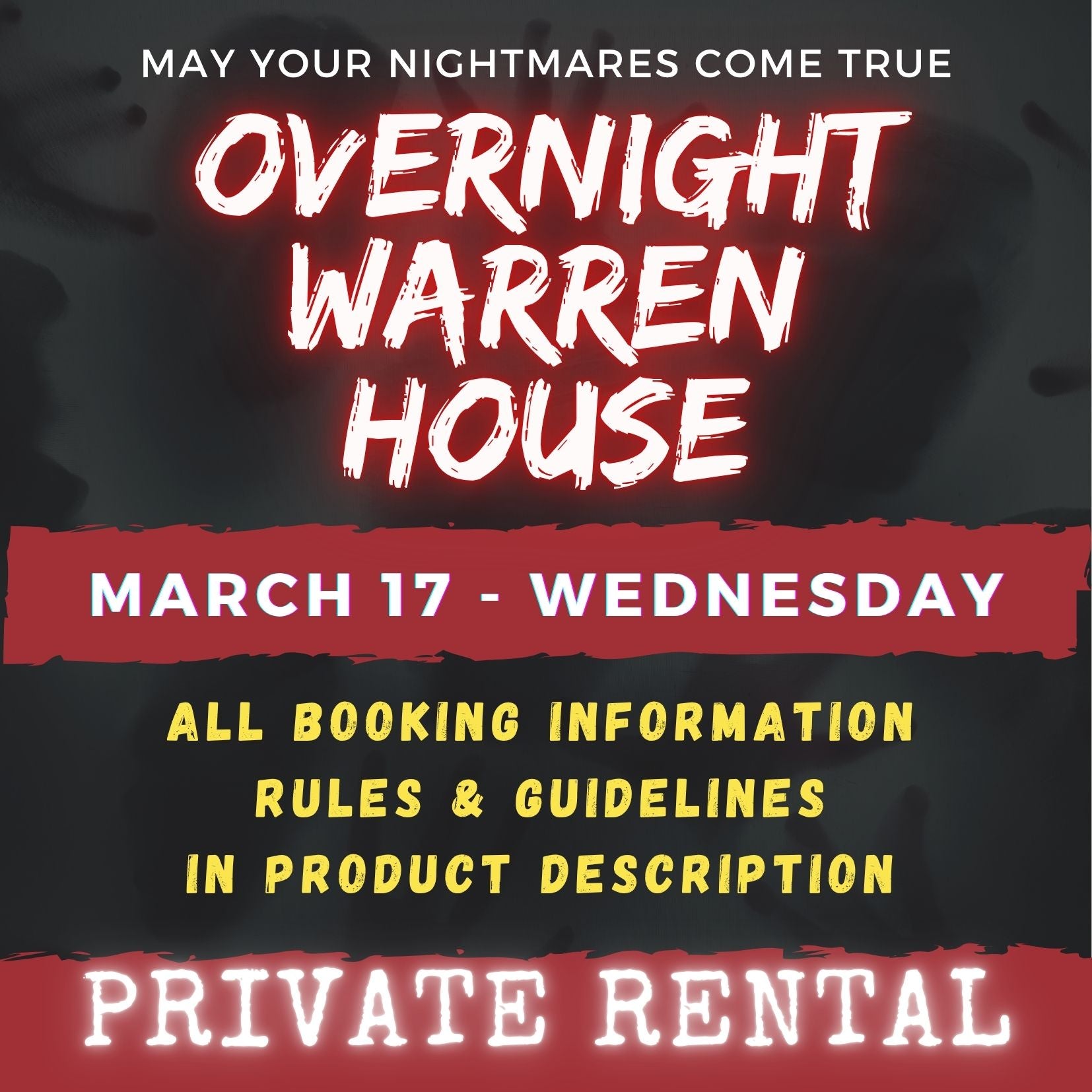 MARCH 17 2027 - WARREN HOUSE OVERNIGHT RENTAL
