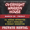 MARCH 26 2027 - WARREN HOUSE OVERNIGHT RENTAL