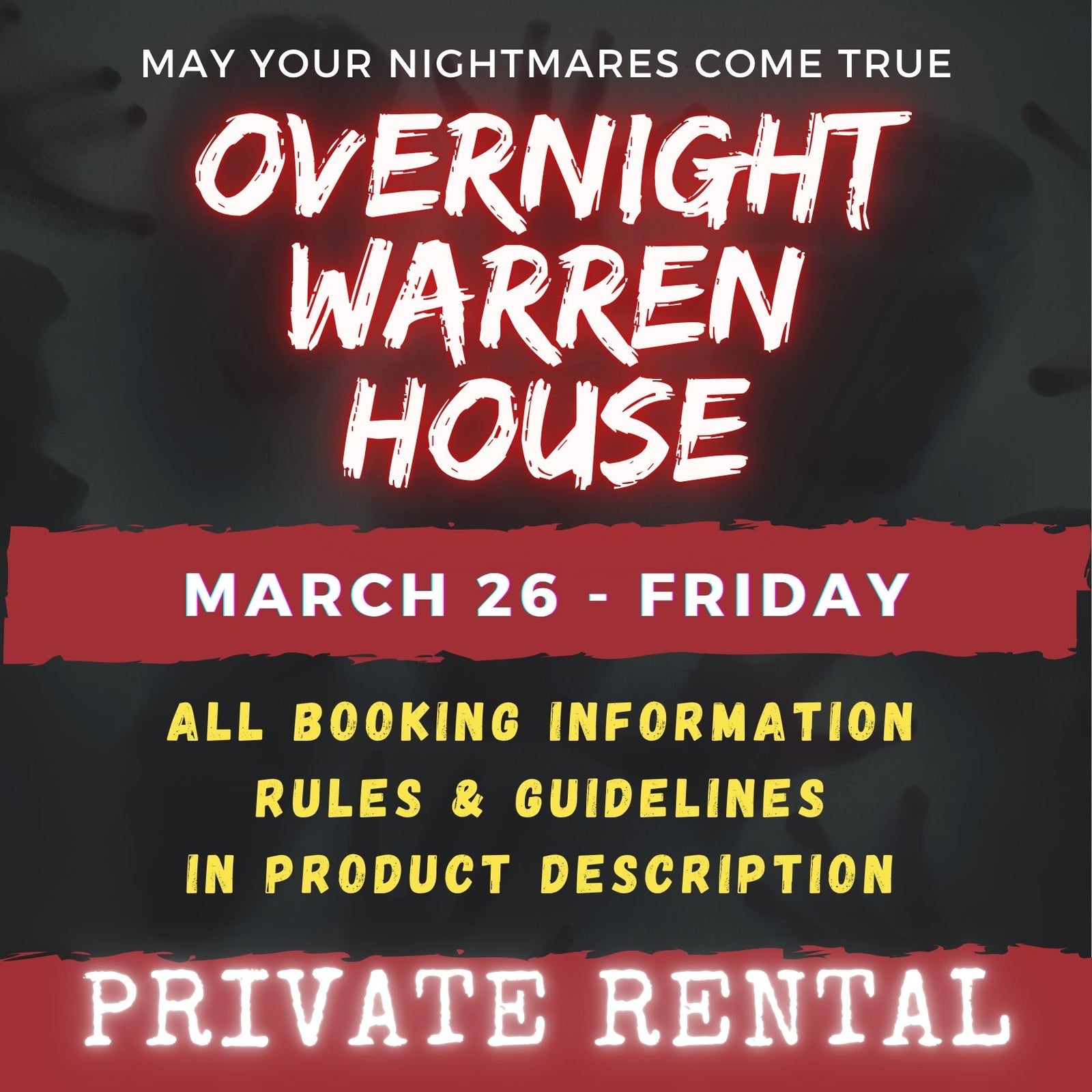 MARCH 26 2027 - WARREN HOUSE OVERNIGHT RENTAL