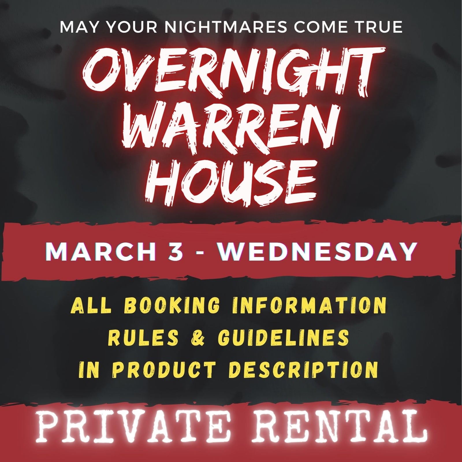 MARCH 3 2027 - WARREN HOUSE OVERNIGHT RENTAL