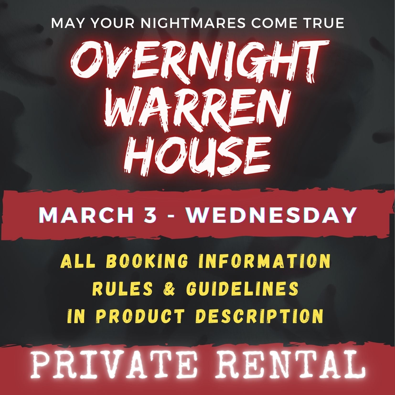 MARCH 3 2027 - WARREN HOUSE OVERNIGHT RENTAL