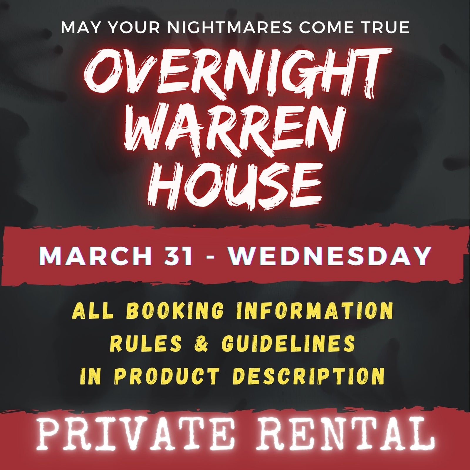 MARCH 31 2027 - WARREN HOUSE OVERNIGHT RENTAL