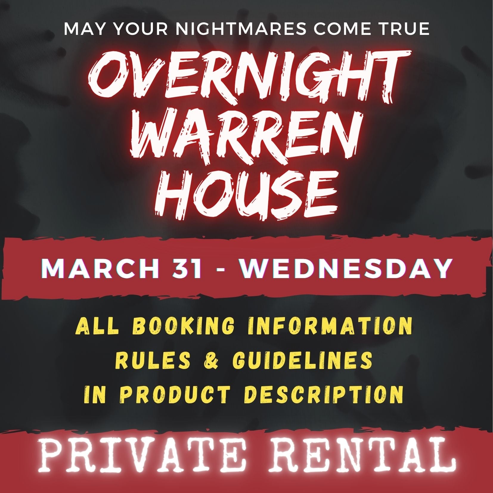 MARCH 31 2027 - WARREN HOUSE OVERNIGHT RENTAL