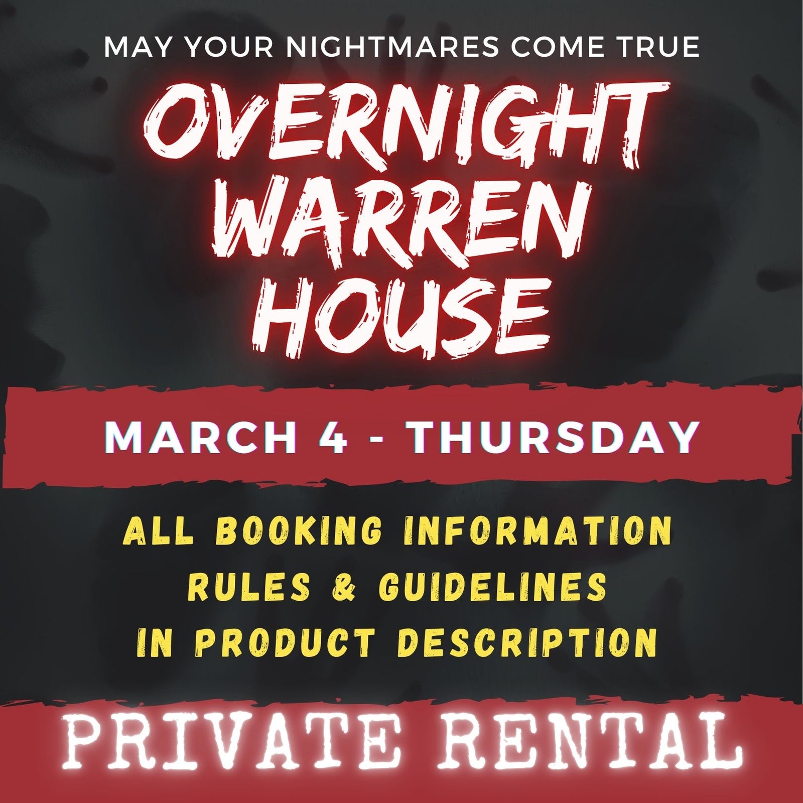 MARCH 4 2027 - WARREN HOUSE OVERNIGHT RENTAL